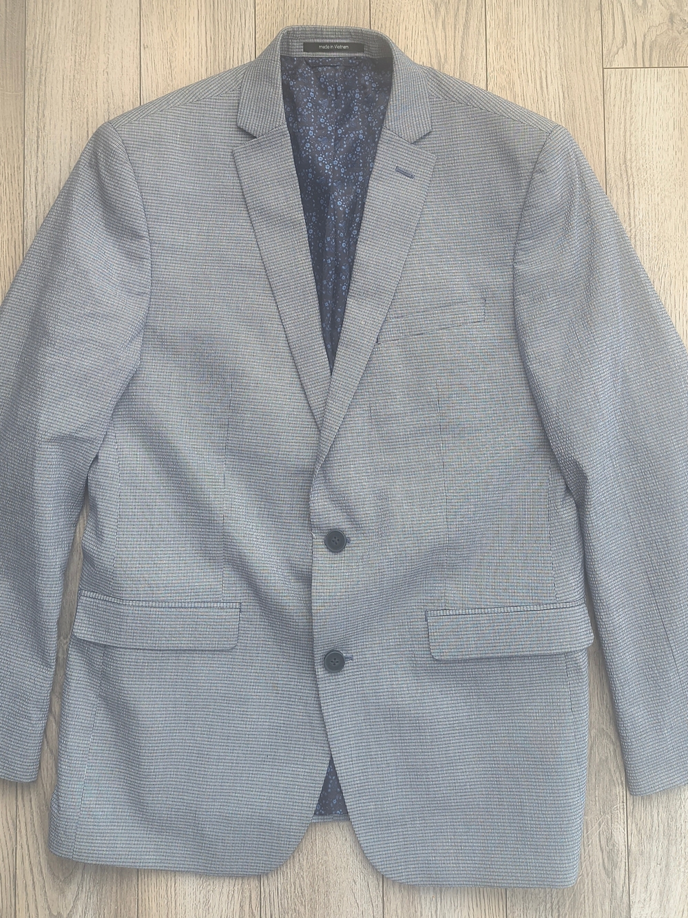 Macy's Slim Fit Bar III Light Blue Micro-Pattern Blazer